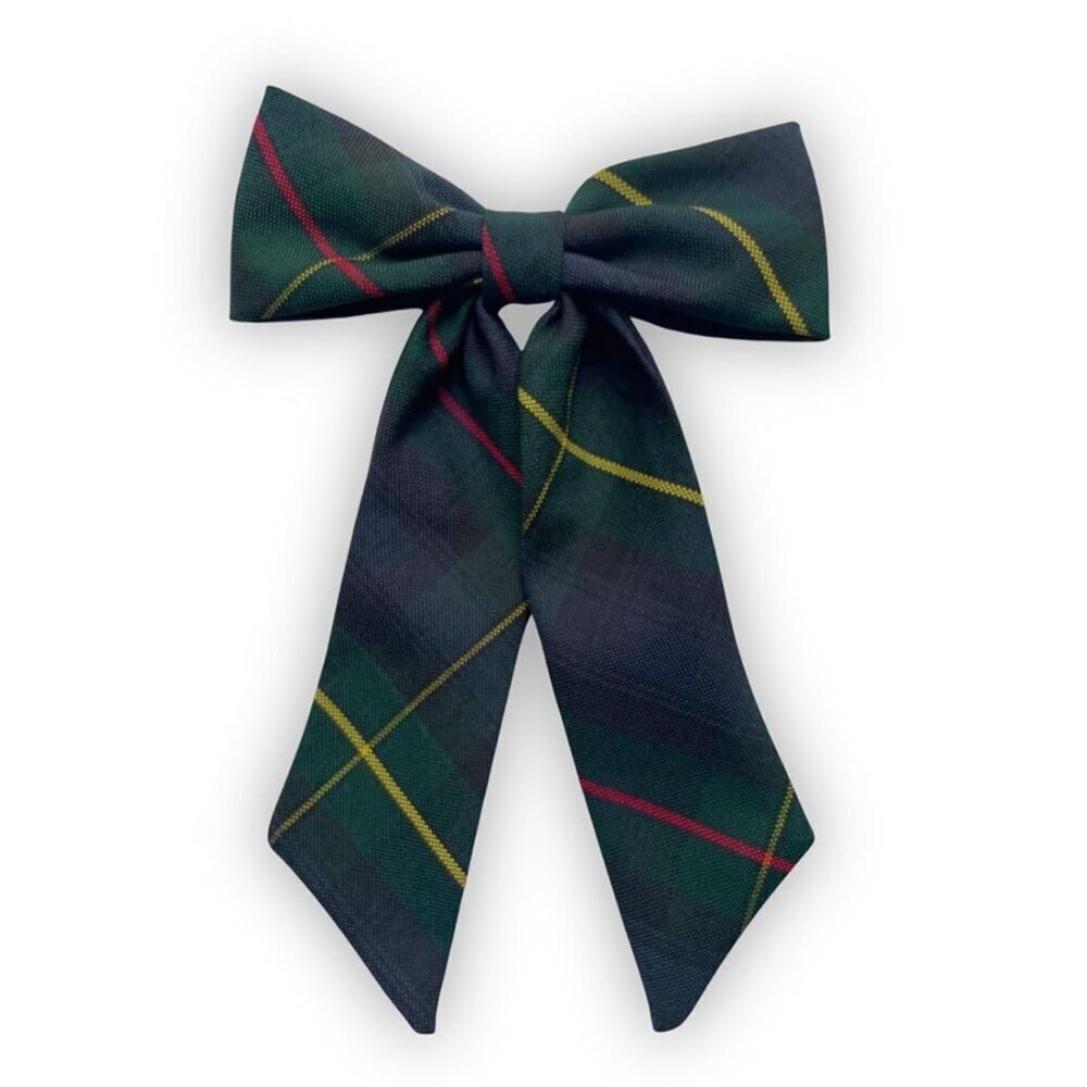 School Uniform Girls Hair Bow Extra Large Plaid French Barrette Gold Navy Red